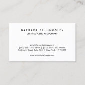 Moderne Nummers Logo Accountant Zwart Visitekaartje (Achterkant)