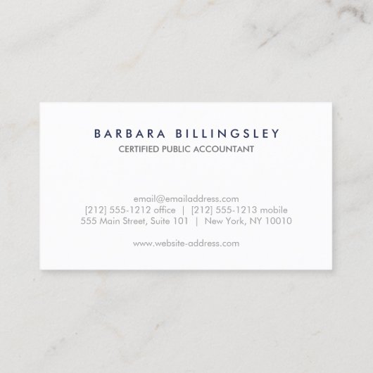 Moderne Nummers Logo II Accountant Visitekaartje (Achterkant)