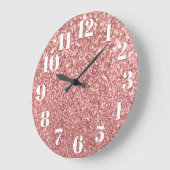 Moderne nummers nepschitterend roze goud glitter grote klok (Hoek)