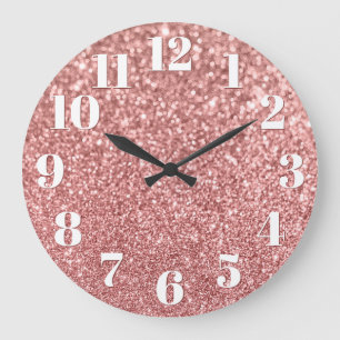 Moderne nummers nepschitterend roze goud glitter grote klok