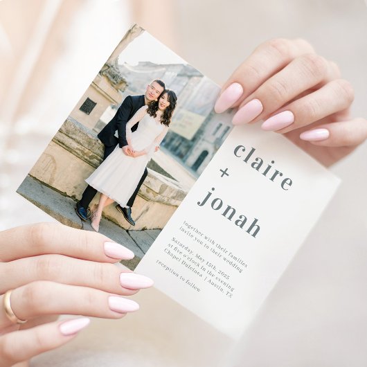 Moderne Nuptial Photo Wedding Invitation MNU Bedankkaart