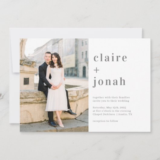Moderne Nuptial Photo Wedding Invitation MNU Kaart (Voorkant)