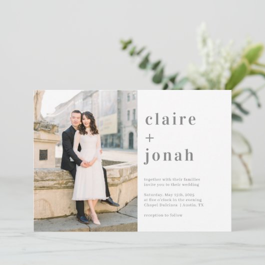 Moderne Nuptial Photo Wedding Invitation MNU Kaart (Staand voorkant)