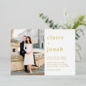 Moderne Nuptial Real Folie Photo Wedding Invitatio Folie Uitnodiging (Staand Voorkant)