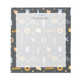 Moderne NYC-pictogrammen Patroon Donkergrijs Naam Notitieblok