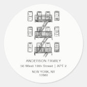 Moderne NYC retouradresstickers Ronde Sticker (Voorkant)