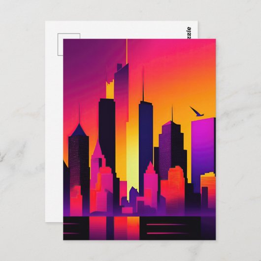 Moderne NYC Skyline Graphic Briefkaart (Voorkant / Achterkant)