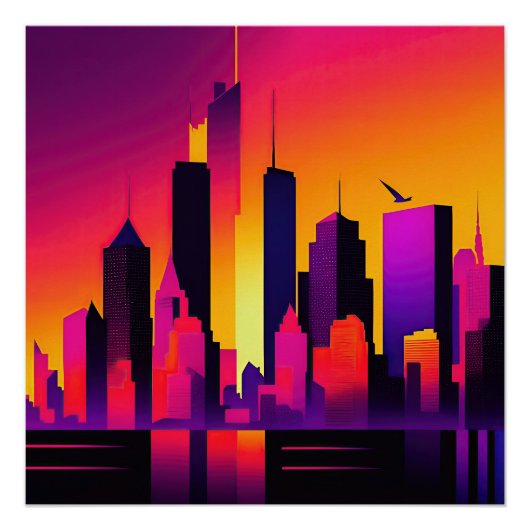 Moderne NYC Skyline Graphic Perfect Poster (Voorkant)