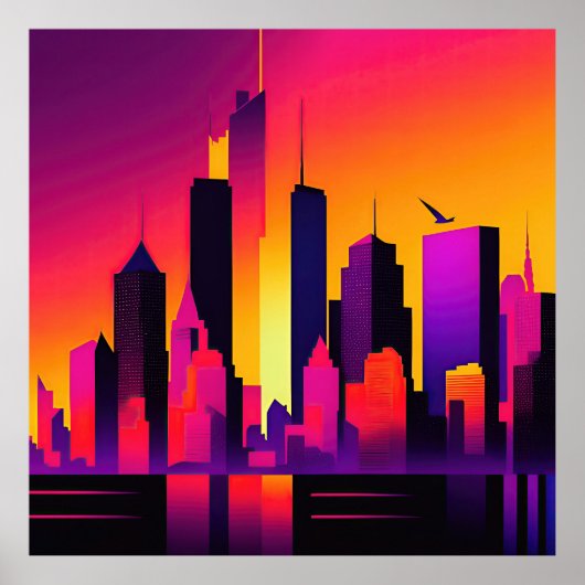 Moderne NYC Skyline Graphic Poster (Voorkant)