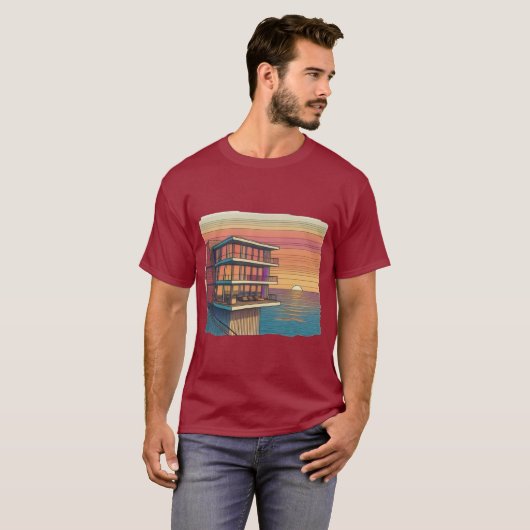 Moderne Oase: Luxe Zonsondergang T-shirt (Voorkant volledig)