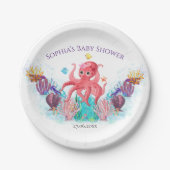 Moderne Oceaan Baby Octopus Aquarel Kleurrijk Papieren Bordje (Voorkant)