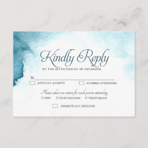 Moderne oceaan blauw ombre waterverf RSVP kaart