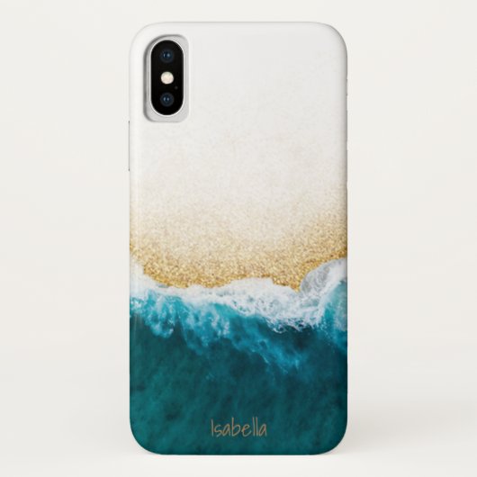 Moderne Oceaan Blauwe Turquoise Golf Gouden Glitte Case-Mate iPhone Case (Achterkant)
