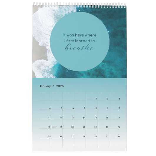 Moderne Oceaan Quote Kalender (Jan 2026)