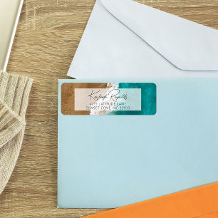 Moderne Oceaan Strand Klasseer Script Retouradres Etiket