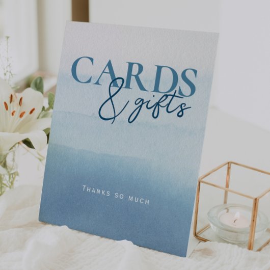 Moderne Oceaan Waterverf Baby shower Kaarten & Ges Reclamebord Met Voetstuk