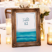 Moderne Oceaan Waterverf Trouwtafel Nummers Kaart