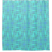 Moderne oceaanbek blauw golflengte douchegordijn (Voorkant)