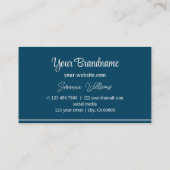 Moderne oceaanblauw en lichte grijze strepen met L Visitekaartje (Achterkant)