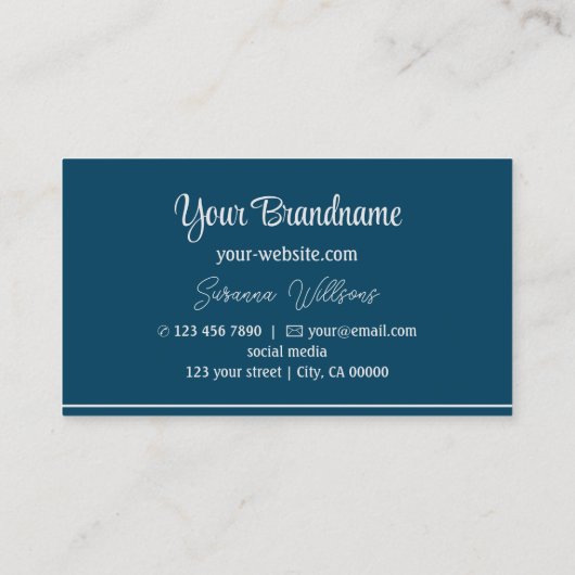 Moderne oceaanblauw en lichte grijze strepen met L Visitekaartje (Achterkant)