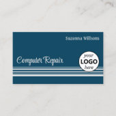 Moderne oceaanblauw en lichte grijze strepen met L Visitekaartje (Voorkant)