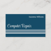 Moderne oceaanblauw lichte grijze stripes Professi Visitekaartje (Voorkant)