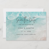 Moderne Oceaangewaterd Waterverf Bruiloft Save The Date (Voorkant)