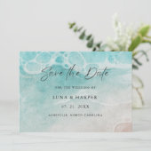 Moderne Oceaangewaterde Aquarel Bruiloft Save The Date (Staand voorkant)
