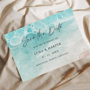 Moderne Oceaangewaterde Aquarel Bruiloft Save The Date