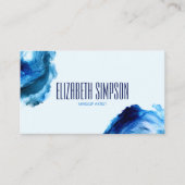 Moderne oceaangolven Blauwe penseelstreek Waterver Visitekaartje (Voorkant)