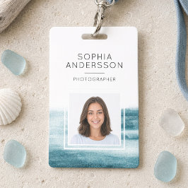 Moderne oceaangolven foto ID Badge