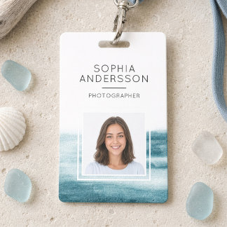 Moderne oceaangolven foto ID Badge