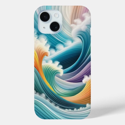 Moderne Oceaankleurrijke Golf Abstracte Kunst Case-Mate iPhone Case (Achterkant)