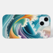 Moderne Oceaankleurrijke Golf Abstracte Kunst Case-Mate iPhone Case (Achterkant (horizontaal))