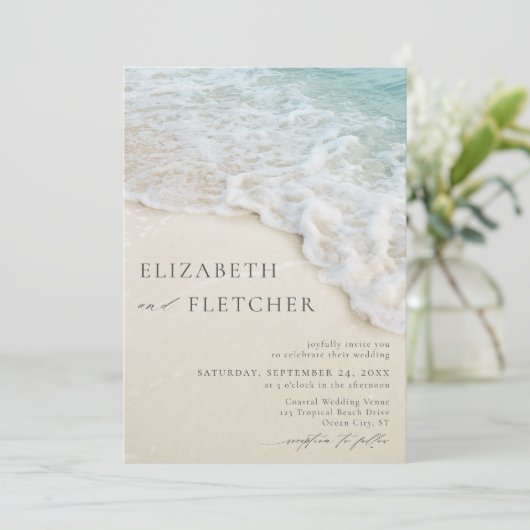 Moderne Ocean Beach Bestemming Uitnodiging voor br (Staand voorkant)