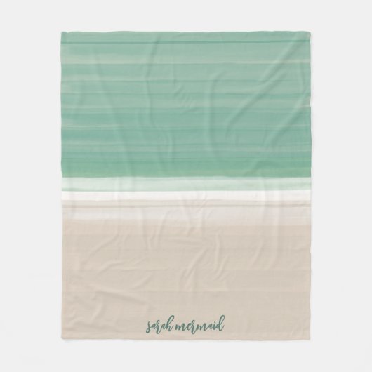 Moderne Ocean Beach Turquoise Zand Fleece Deken (Voorkant)