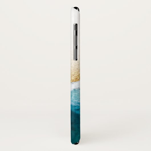 Moderne Ocean Blue Blauwgroen Wave Gold Glitter Sa Case-Mate iPhone Case (Achterkant/links)