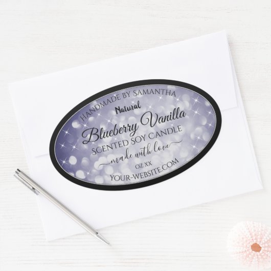 Moderne Ocean Blue Sparking Glitter Product Labels (Envelop)
