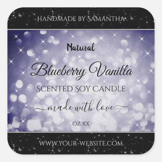 Moderne Ocean Blue Sparking Glitter Product Labels (Voorkant)