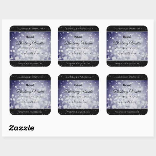 Moderne Ocean Blue Sparking Glitter Product Labels (Vel)
