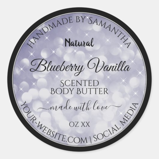 Moderne Ocean Blue Sparking Glitter Product Labels (Voorkant)