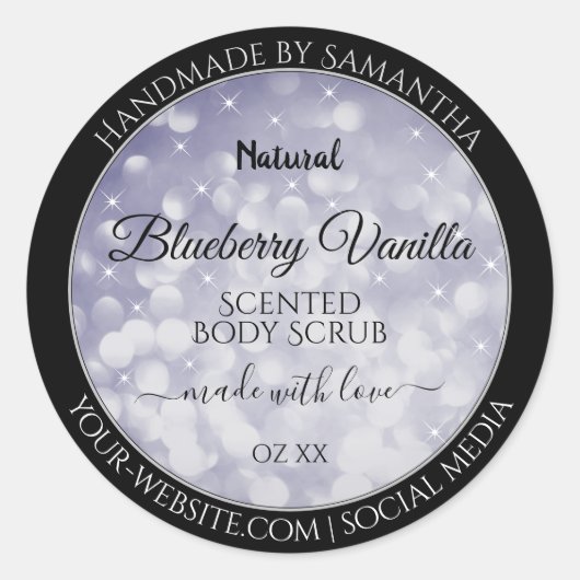 Moderne Ocean Blue Sparking Glitter Product Labels (Voorkant)