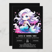 Moderne Ocean Mermaid Verjaardag Kaart (Voorkant / Achterkant)