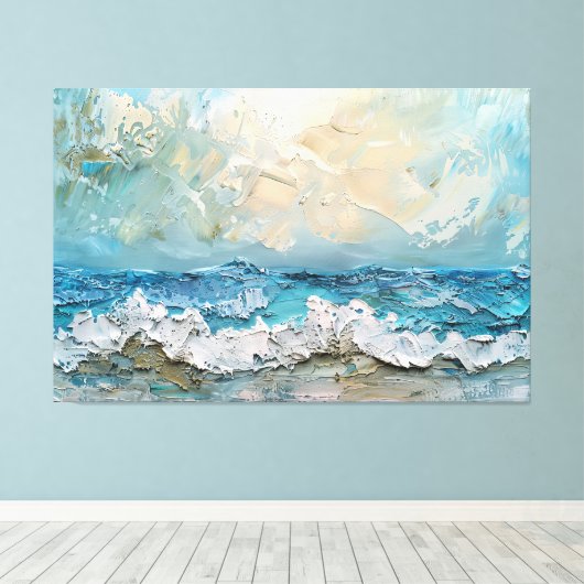 Moderne Ocean Waves kunstwerk uitgerekt canvas Pri Afdruk (Insitu (Houten vloer))