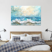Moderne Ocean Waves kunstwerk uitgerekt canvas Pri Afdruk (Insitu (Slaapkamer))