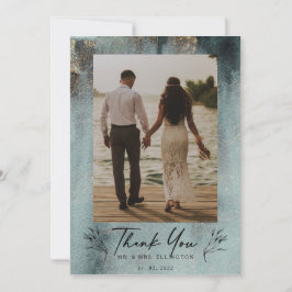 Moderne Oceanic Waterverf met Gold Photo Bedankkaart