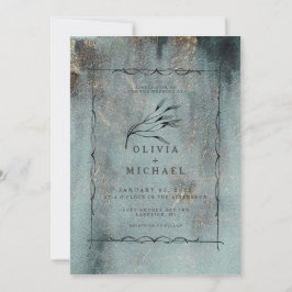 Moderne Oceanische Teal Waterverf met Gouden Bruil Kaart