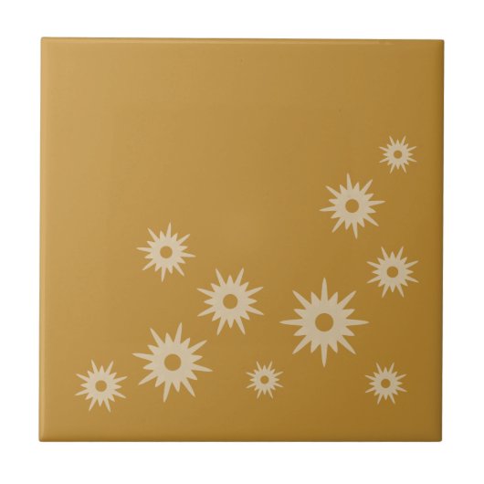 Moderne Ochre Gold Starburst-design uit de middele Tegeltje (Voorkant)