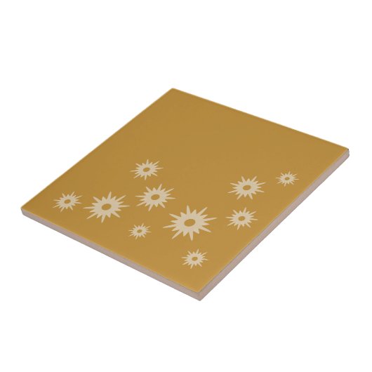 Moderne Ochre Gold Starburst-design uit de middele Tegeltje (Zijkant)