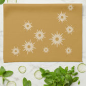 Moderne Ochre Gold Starburst-design uit de middele Theedoek (Gevouwen)